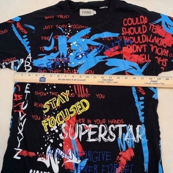 Graphic AOP T-Shirt Mens FWRD Denim Paint Me Down All Over Print Large - Picture 6 of 8